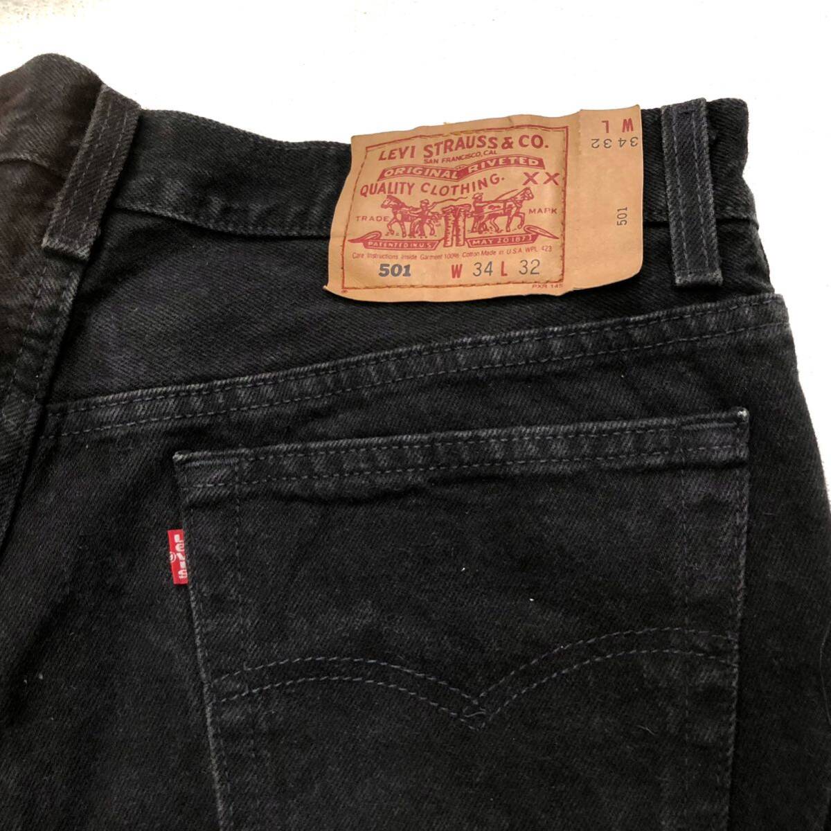 90s 501 W32 L32 Vintage Levi’s Jeans Black Denim Pants ビンテージ リーバイス 黒 デニム アメリカ製 米国 メキシコ_画像3