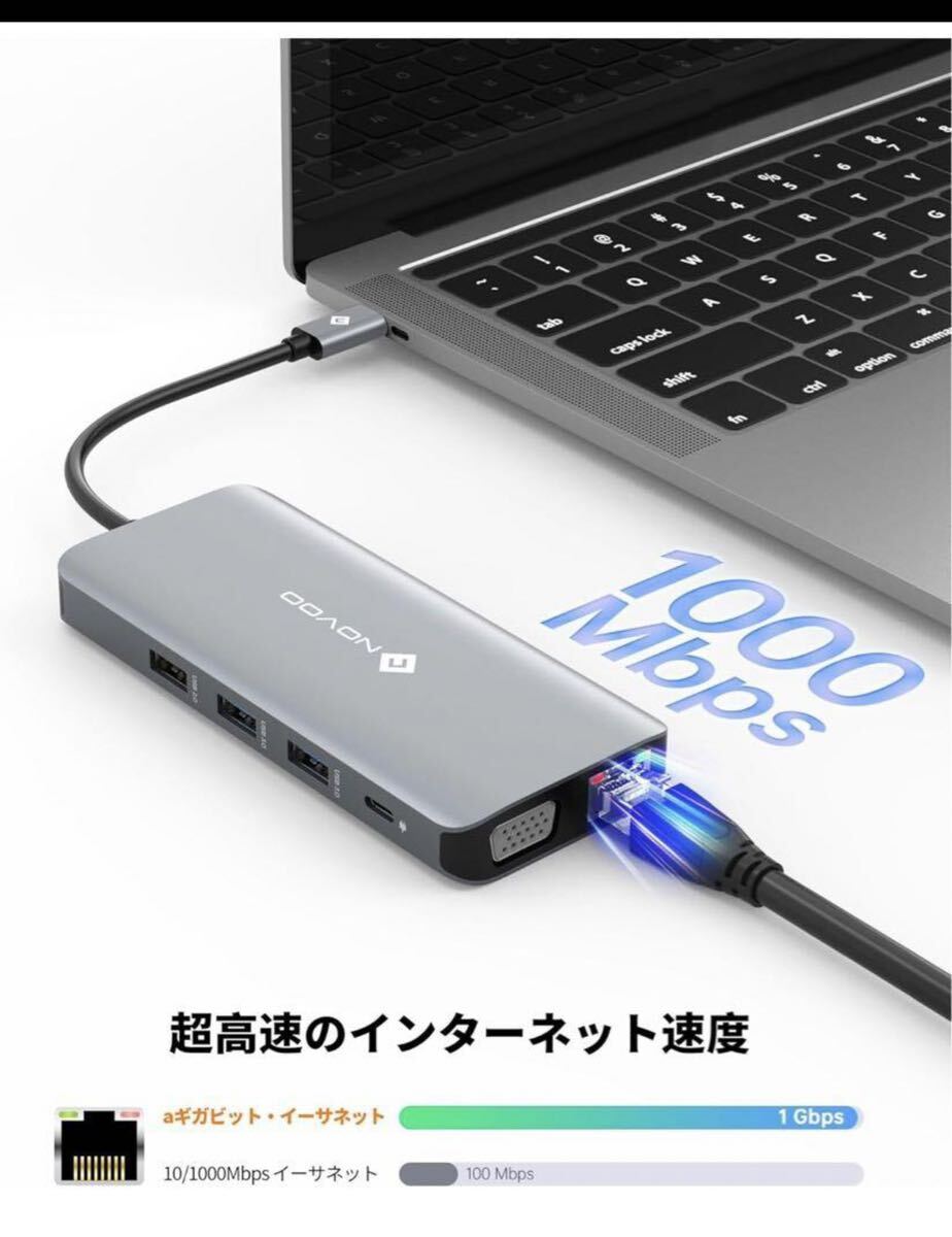 USB C ハブ 11-in-1 トリプルディスプレイ NOVOO デュアル 4K ドッキングステーション【HDMI/VGAの画像4