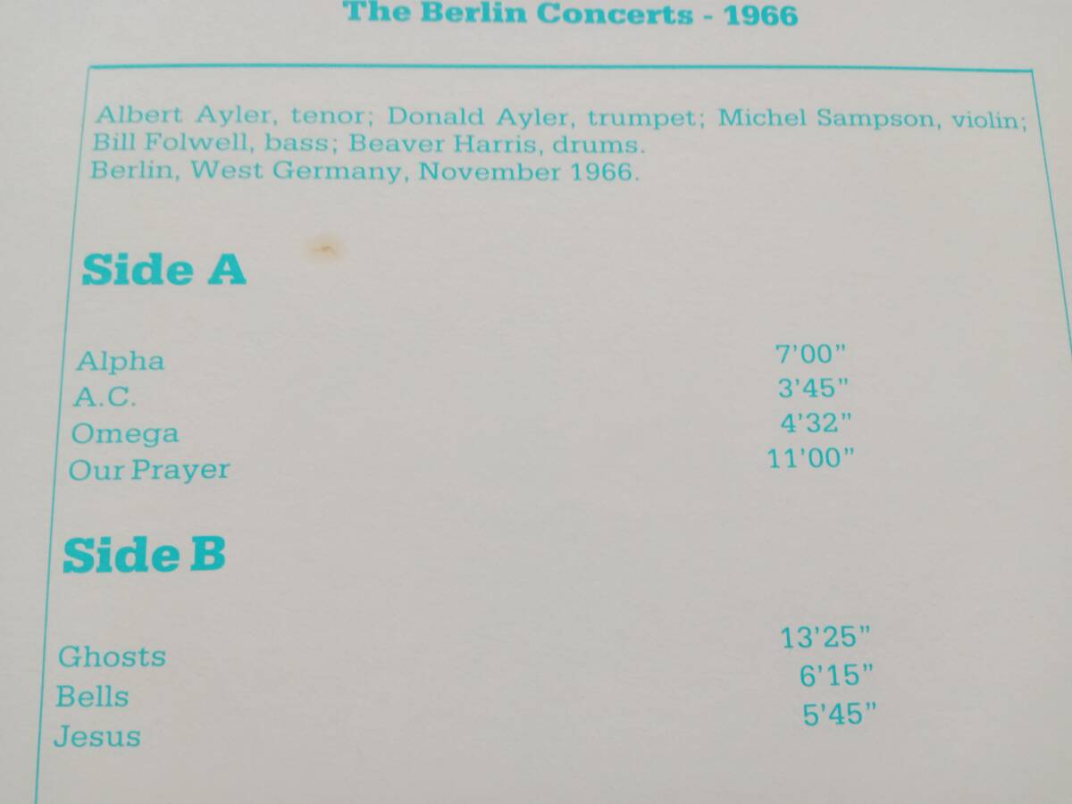 輸入盤ＬＰ：アルバート・アイラー　/　ベルリン・コンサート1966_画像4