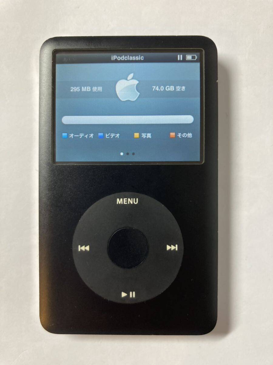 iPod classic HDD80GB 新品バッテリー交換済み iTunes同期、操作動作OK 真っ黒モデル の画像3