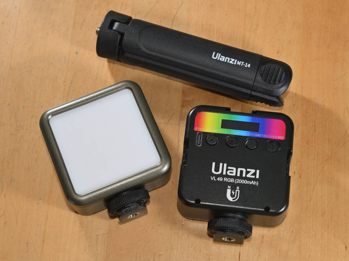 Ulanzi VL49 RGB撮影ライト(二台)+MT-14三脚付き LED 2000mAh USB充電式 ビデオ CRI95+の画像2
