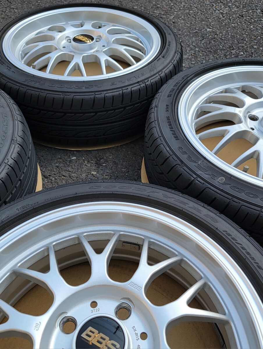 美品　BBS RG-F 15インチ　5.5J×15 +45 　シルバー　RG397 PCD100 4穴　軽自動車　165/50R15 グッドイヤー　LS2000 バリ山　23年製_画像7