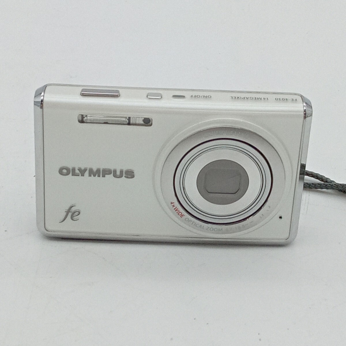 北山3月No.215 カメラ OLYMPUS オリンパス FE-4030 動作未確認 ホワイト コンパクトデジタルカメラ デジカメ バッテリー傷有_画像1