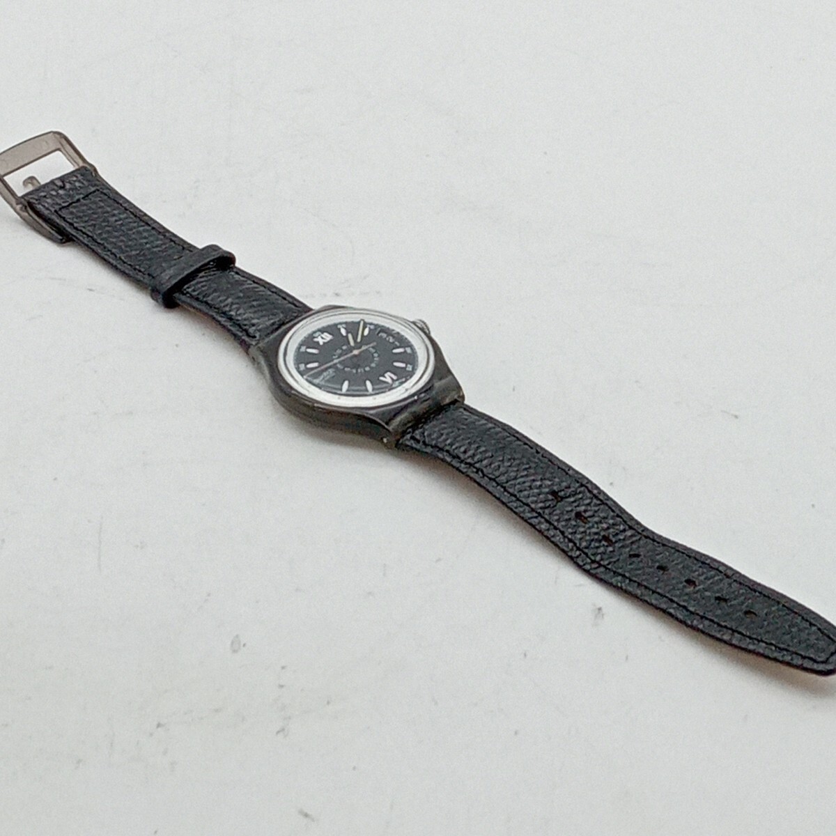 夏本3月No.120 可動品 腕時計 swatch スウォッチ レザーベルト ブラック系 文字盤 ブランド時計 メンズ オートマチックの画像8
