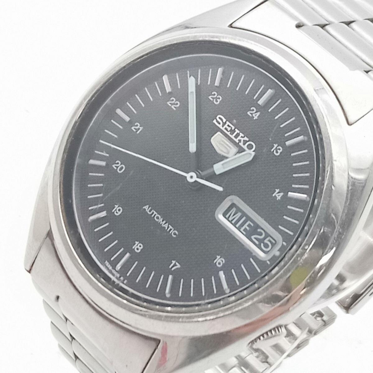 大村3月No.51 可動品 腕時計 SEIKO セイコー 7S26-0480 シルバー系 デイデイト ブランド時計 黒文字盤 セイコーファイブの画像5
