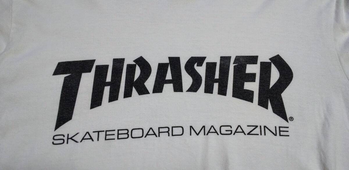 THRASHER スラッシャー ロンT 胸元 文字ロゴ ホワイト Mサイズ 送料無料!! 1円スタート〜_画像5