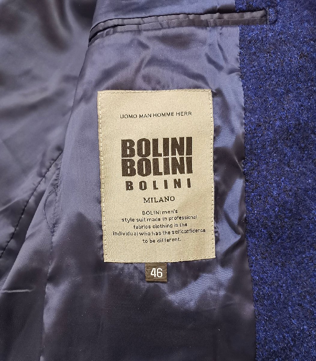 今節※最上級EU製7万◆イタリア*ミラノ発*BOLINI*高級セレブdesigner* ネイビー・イタリアン高品質wool テーラードジャケット46/Mサイズの画像4