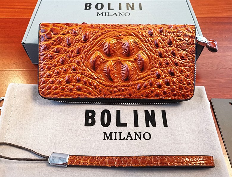 逸品*イタリア製※定価15万◆イタリア・ミラノ発*BOLINI/ボリニ・最上級牛革・クロコダイル*ラウンドファスナー 長財布・黄色い_画像1