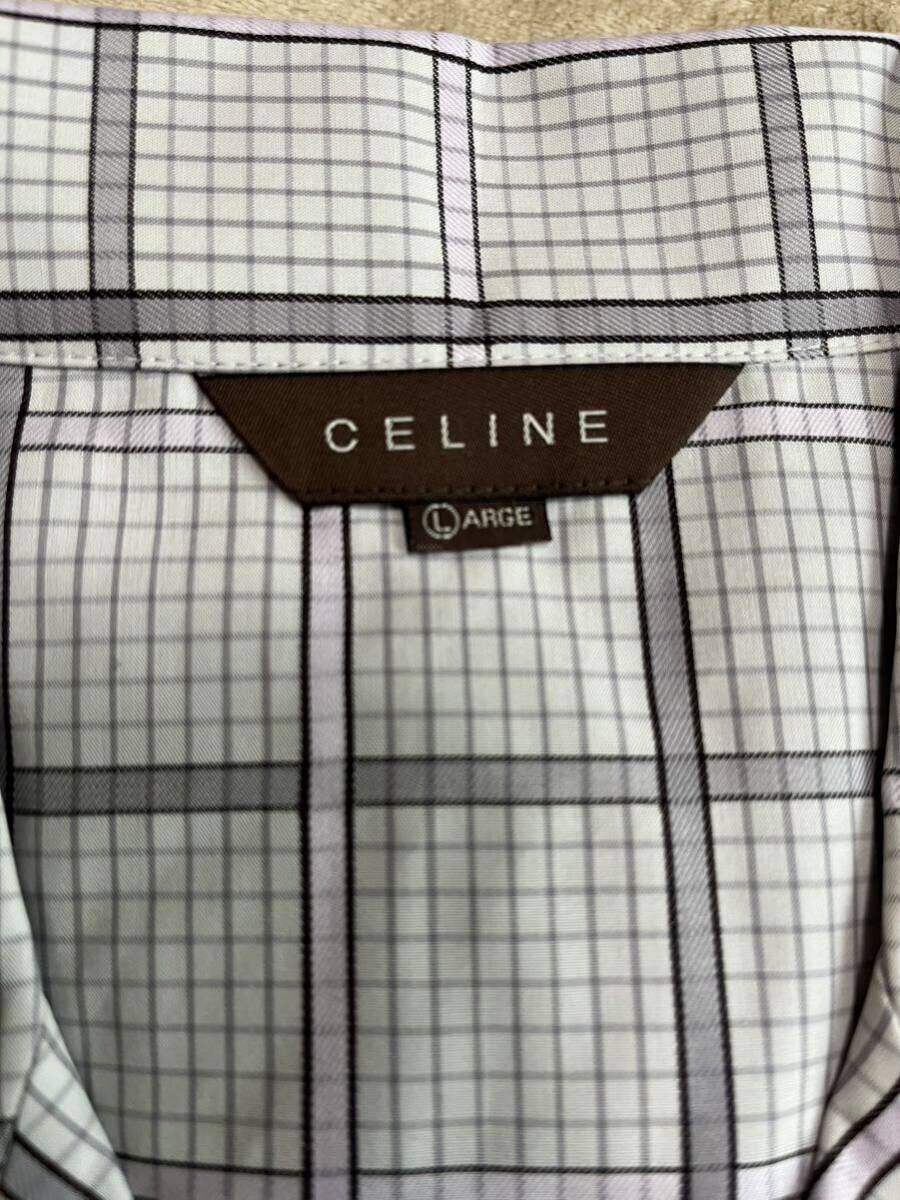 CELINE セリーヌ　パジャマ　メンズ　Lサイズ　半袖　紳士用　 男性用 寝巻き　チェック　グレー　部屋着_画像3