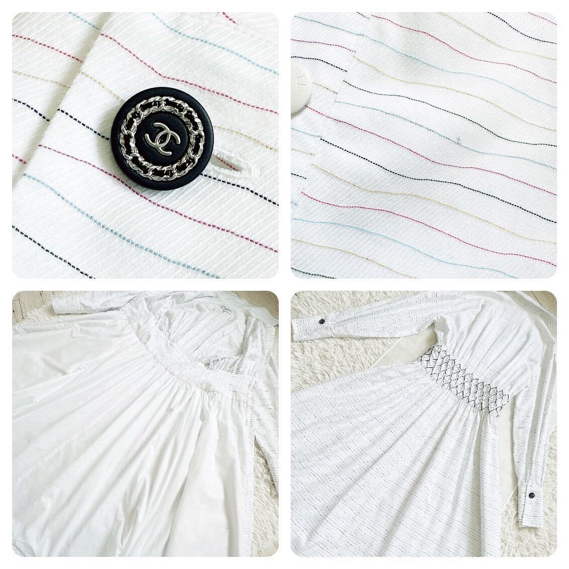 CHANEL Chanel collection Ran way long maxi One-piece dress cotton shirt One-piece 