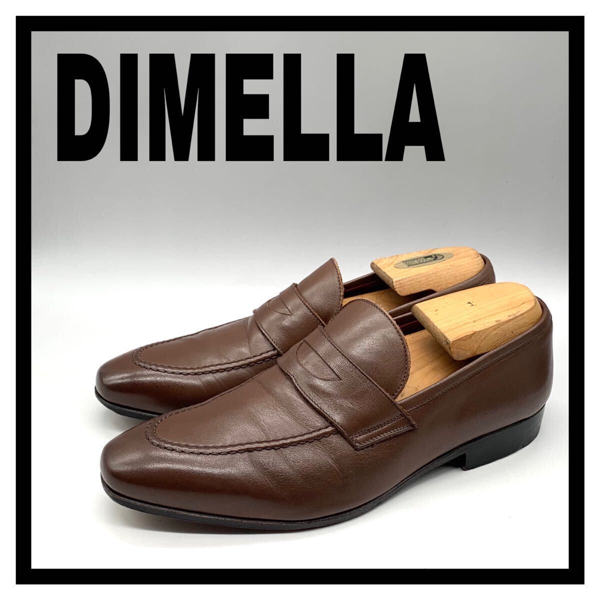 DIMELLA (ディメッラ) ドレスシューズ コインローファー スリッポン レザー ブラウン 茶色 40 25cm 革靴 ビジネス メンズ