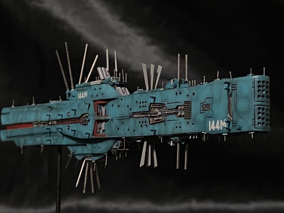 銀河英雄伝説　1/5000 アルバクリエイツ　イゼルローン要塞駐留艦隊旗艦「ヒューペリオン・塗装パターンC」var3 艦船模型完成品_主砲／側面砲口は更にドリルで開口