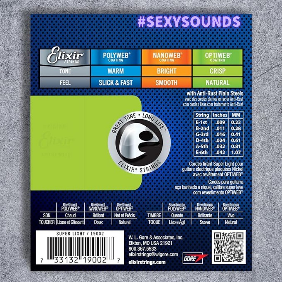 GEO-SL38 09-42 ELIXIR OPTIWEB Super Light #19002エリクサーオプティウェブスーパーライト 高耐久コーティングエレキギター弦#SexySoundsの画像2