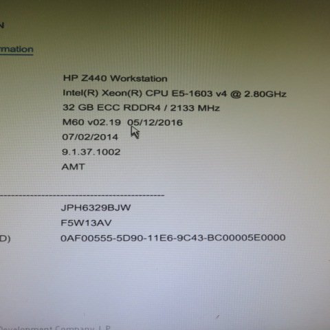 HP Z440 Workstation Xeon E5-1603 v4 2.8GHz 32GB DVD super multi QUADRO M2000 Junk K36398