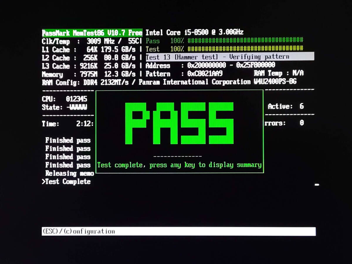 【Memtest4周通過】 PANRAM DDR4-2400 PC4-19200 8GB デスクトップパソコン用メモリーの画像4