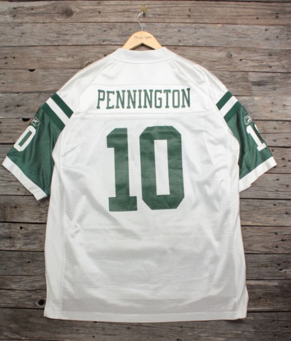 リーボック製 NFL NY JETS ＃10 Chad PENNINGTON フットボールジャージ 白×緑 表XL_画像2