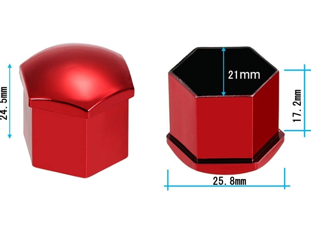 ホイールナットカバー 21mm 赤レッド ナットキャップ 錆防止 ボルト装飾 タイヤネジ カーアクセサリー ドレスアップ 保護カバー 20個_画像2