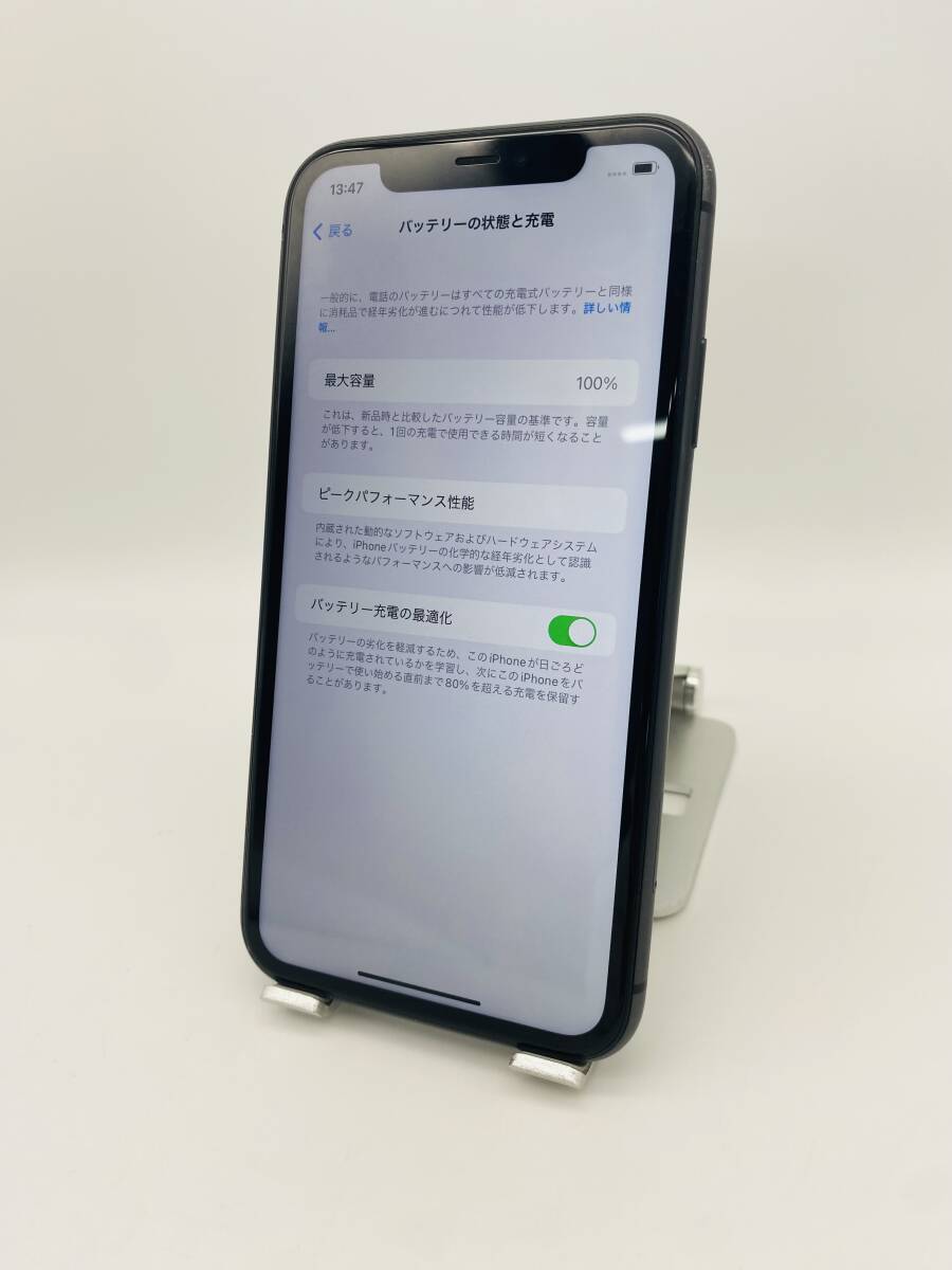 iPhone11 64GB ブラック/シムフリー/新品バッテリー100％/極薄ケース＆フィルム 11-056_画像3