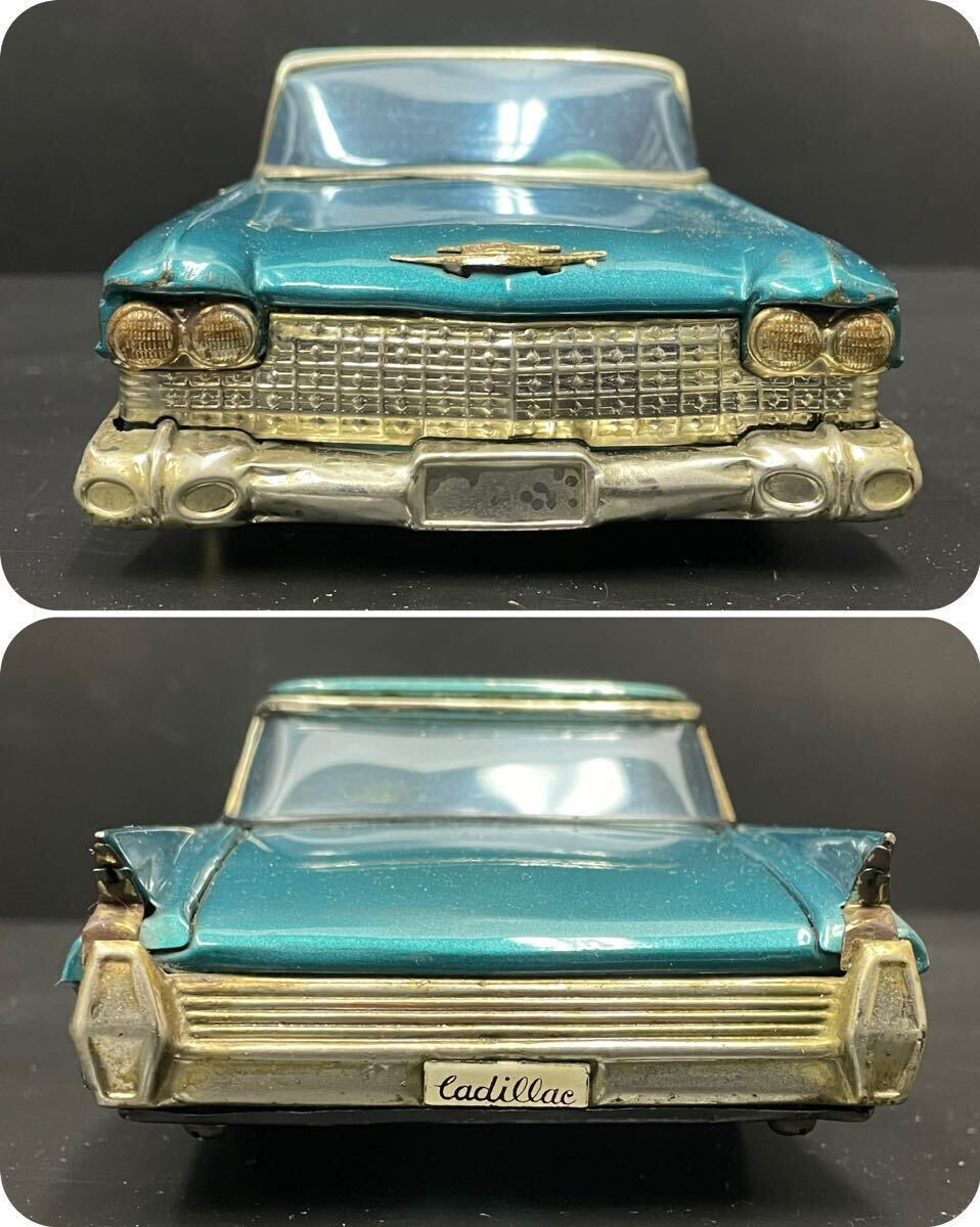 萬代屋BANDAI 旧バンダイ CADILLAC キャデラック 60s セダン ブリキ ミニカー 当時物 青緑 の画像2