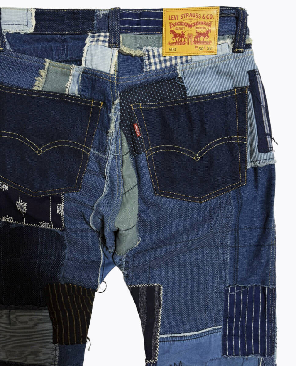 15SS 和柄 藍染め パッチワーク パンツ デニム JUNYA WATANABE MAN Levis コムデギャルソン ジュンヤマン 2015SS Patchwork Pants Denimの画像6