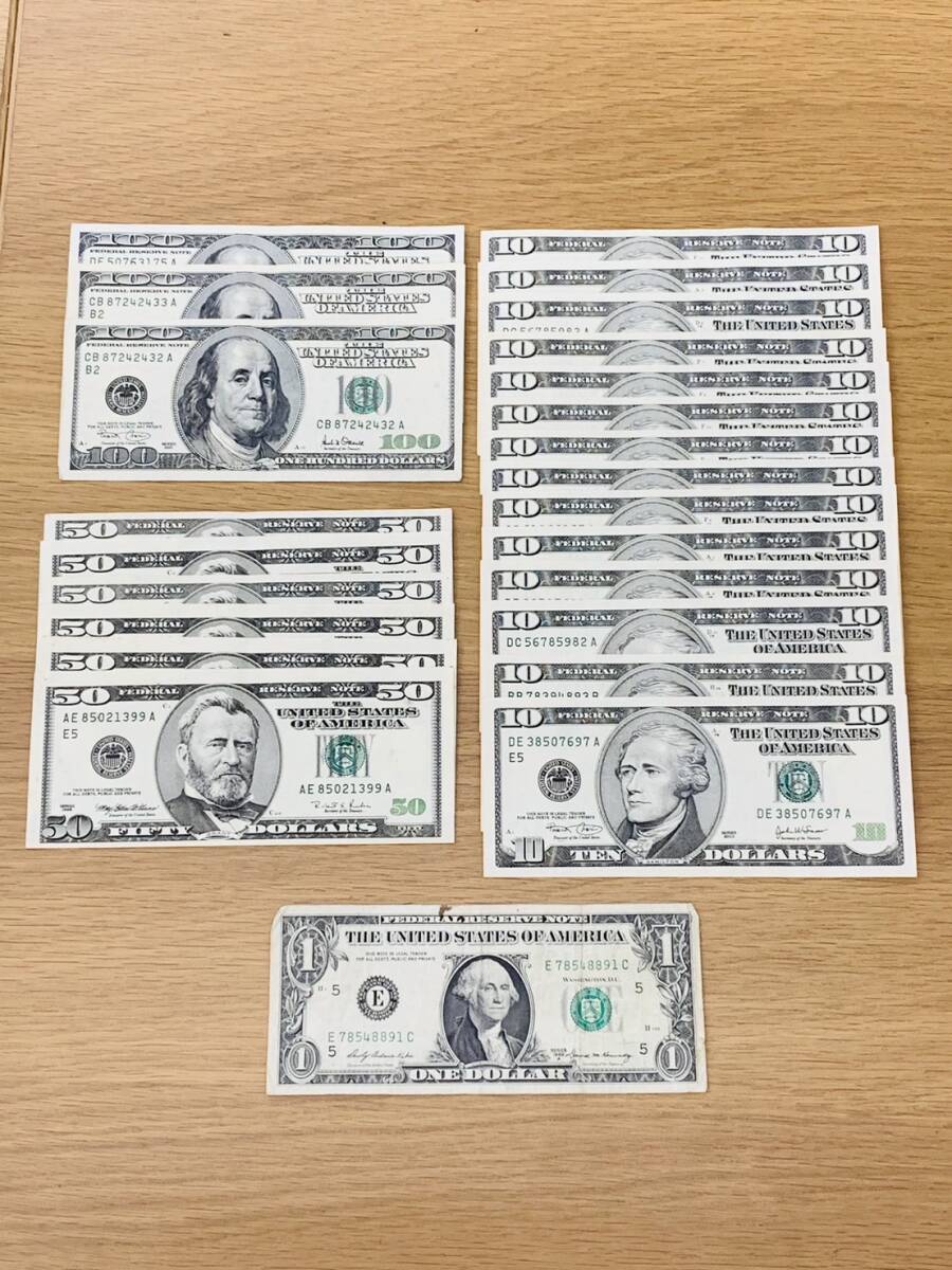 アメリカ ドル紙幣 100ドル×3枚 50ドル×6枚 10ドル×14枚 1ドル×1枚 外国紙幣おまとめ 計741ドル 