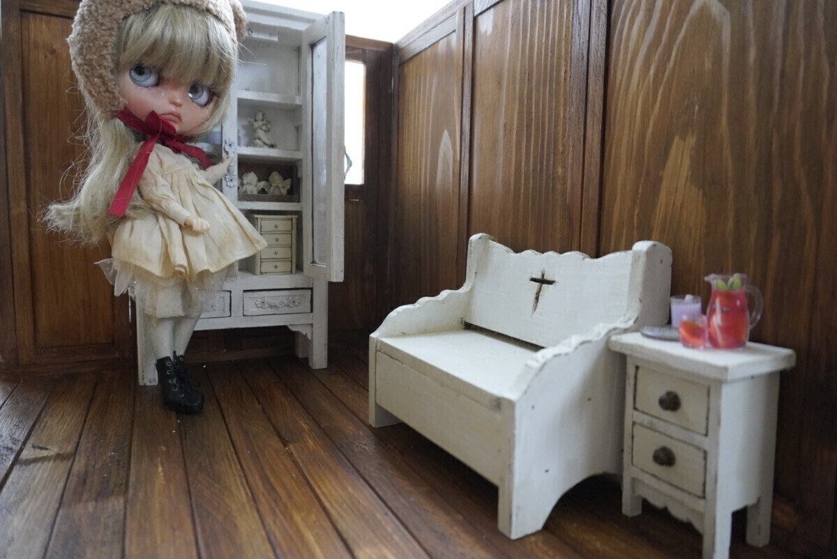 ゜。*kaiju*。゜＊ドクターキャビネットとベンチ＊ 家具と小物のみのセット doll house 1/6 ドールハウス ブライス ミニチュア miniatureの画像5