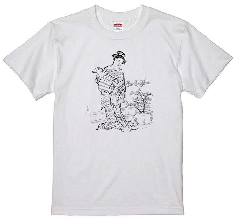 和柄 美人画 鉢 半袖 Ｔシャツ 白 和風 浮世絵 S/M/L/XL jp07 横須賀スカジャンデザインコンテスト優勝者 タトゥー 刺青_画像1