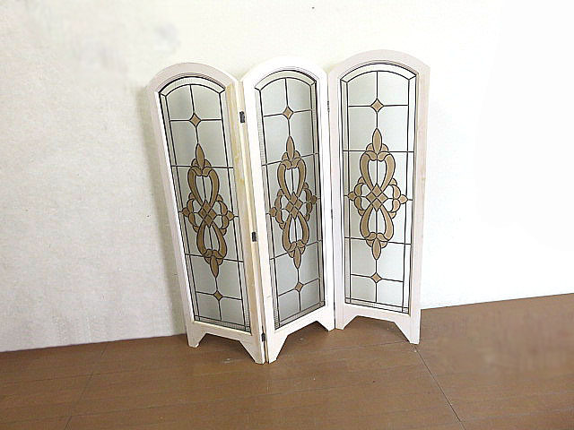  France Classic stained glass 3 ream partition partitioning screen / divider / French car Be 