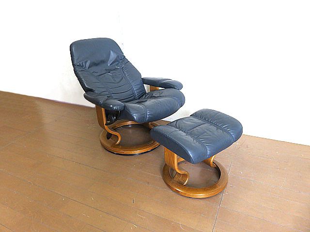 EKORNES/エコーネス 総革 ストレスレスチェア&オットマンセット 1人掛けソファ/1Pソファ/パーソナルチェア/リクライニングチェア_画像4