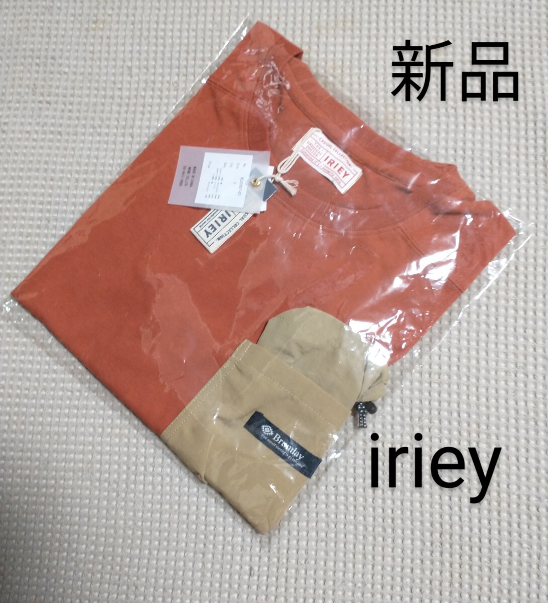 ☆新品タグ　iriey 綿100ドロスト ポケット付き Tシャツ　レッド Fサイズ 大きいサイズ