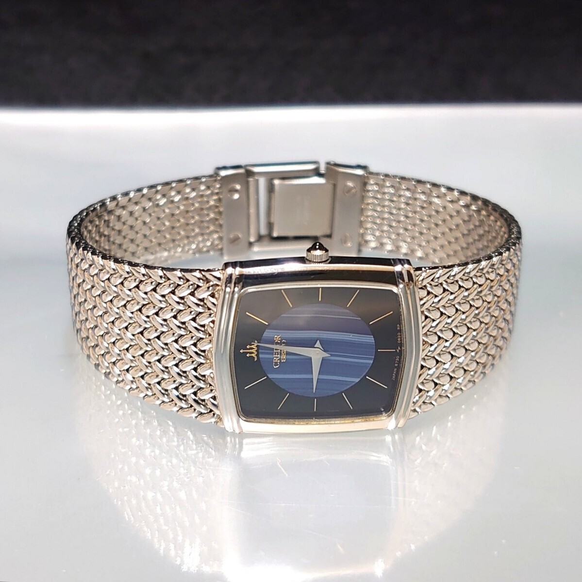 超美品 セイコー クレドール SEIKO CREDOR レディース 腕時計 クォーツ 6730-5340 ブルー × 黒文字盤 亀戸工場製 ヴィンテージ ウォッチ