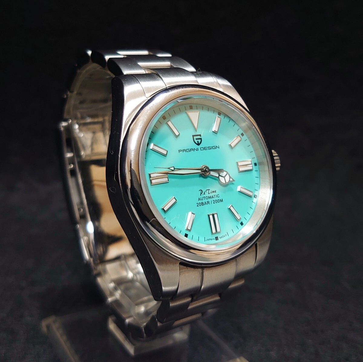 美品 PAGANI DESIGN パガーニ デザイン メンズ ウォッチ ターコイズ ブルー文字盤 腕時計 セイコー 7S26 自動巻き ムーブメント PD-1690 の画像4