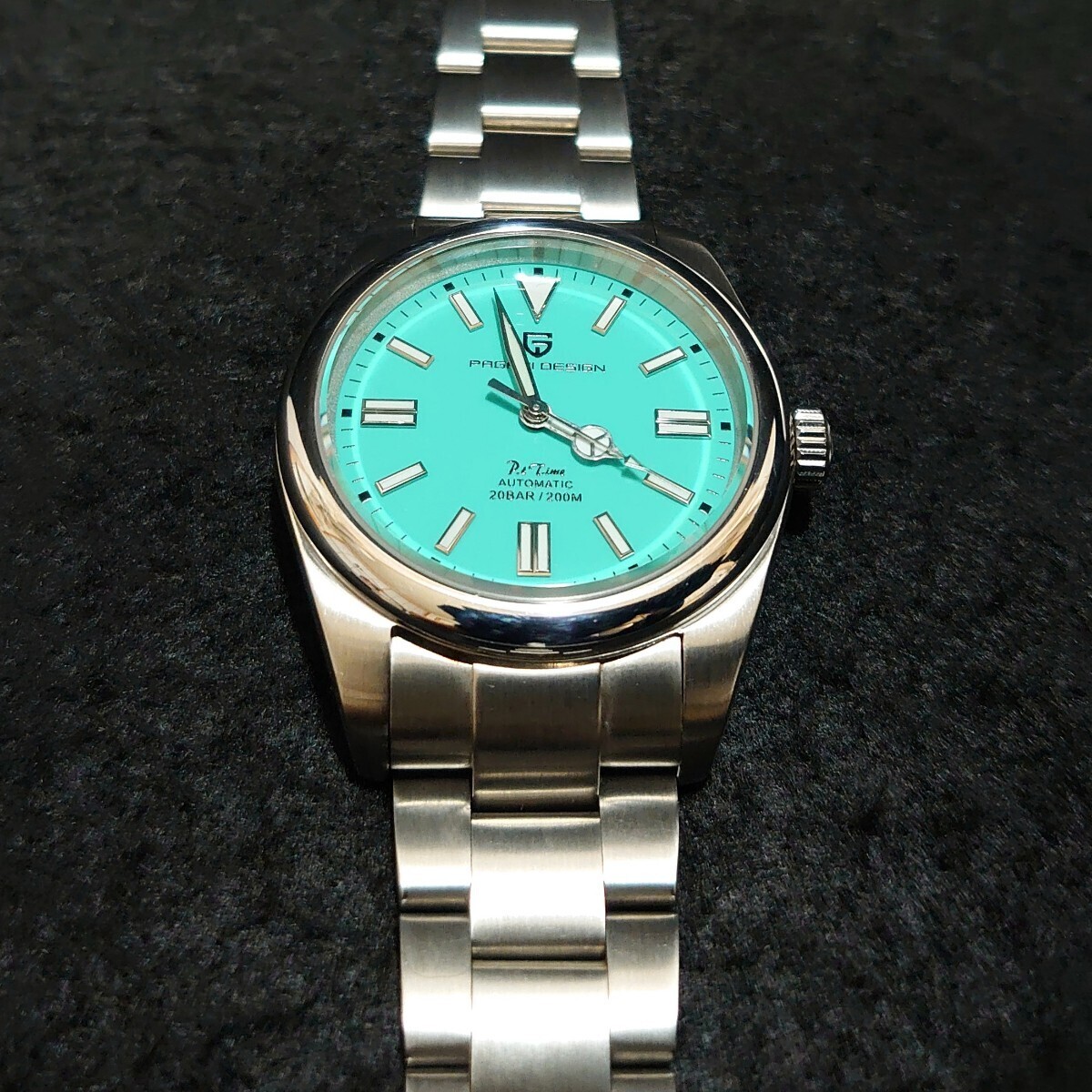 美品 PAGANI DESIGN パガーニ デザイン メンズ ウォッチ ターコイズ ブルー文字盤 腕時計 セイコー 7S26 自動巻き ムーブメント PD-1690 の画像7