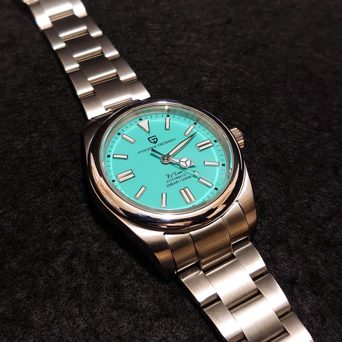 美品 PAGANI DESIGN パガーニ デザイン メンズ ウォッチ ターコイズ ブルー文字盤 腕時計 セイコー 7S26 自動巻き ムーブメント PD-1690 の画像6