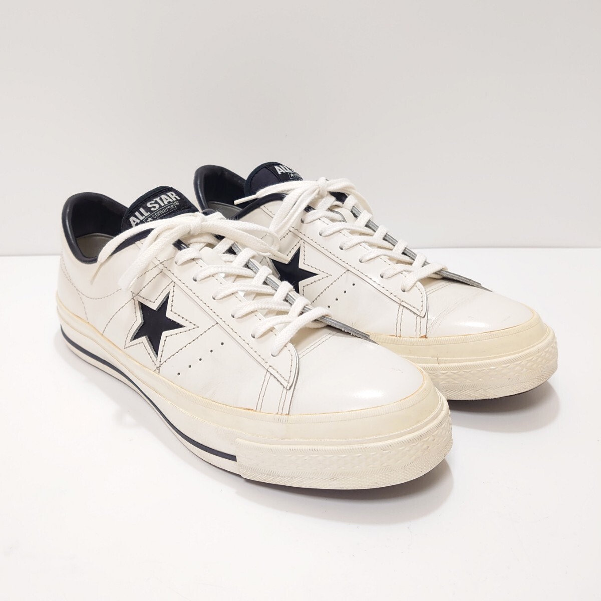 日本製 CONVERSE ONE STAR コンバース ワンスター ALLSTAR US8,5 26,5cm MADE IN JAPAN 白黒 レザー 本革 ブラックスター ローカット LOWの画像6