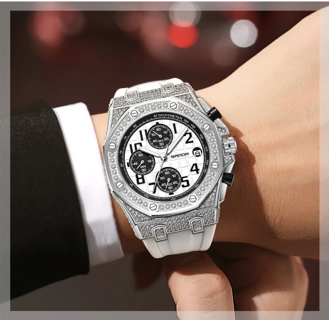 大谷翔平 結婚おめでとうセール メンズ腕時計 ジルコニア  防水腕時計 カレンダー オマージュ クロノグラフ A1314の画像2