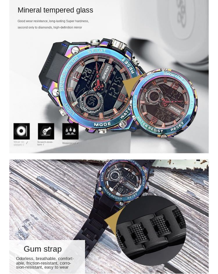 大谷翔平 結婚セール メンズ腕時計 ダイバーズウォッチ ビックフェイス 防水腕時計 サーフィン デジタル腕時計 カレンダー1227k限定品の画像6