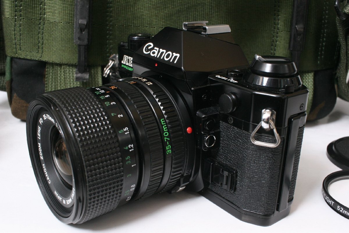 ★1円～中古品★Canon・キヤノンAE-1+P黒ボディ/NFD35-70mm他付！_画像3