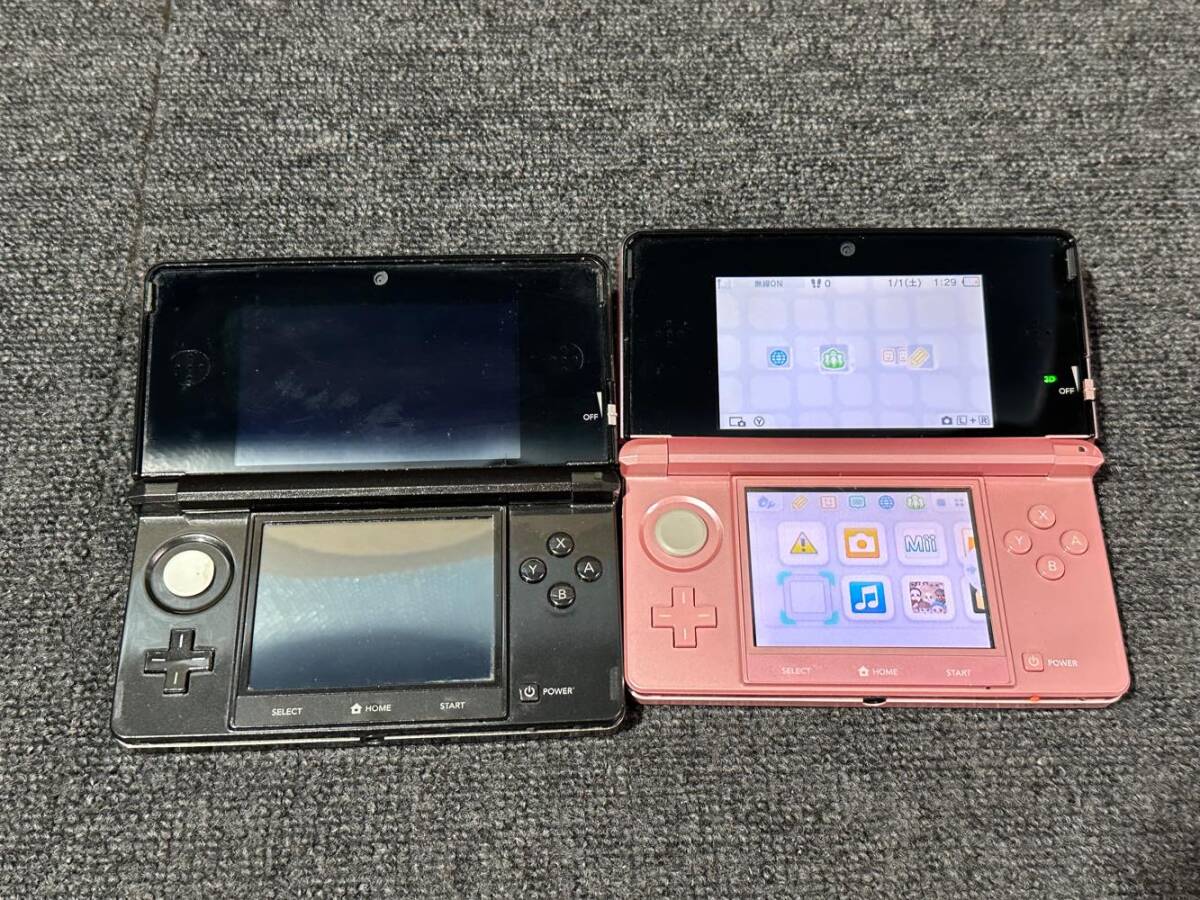 143　　任天堂/Nintendo 3DS 本体のみ 2台セット ブラック ピンク_画像1