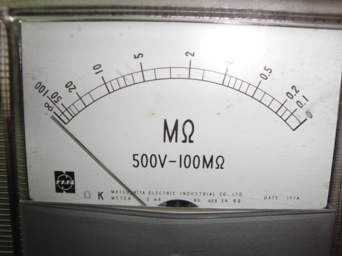 ☆《ナショナル自動絶縁抵抗計(トランジスタ定電圧方式:500V 100MΩ・BN-500SB)☆ゆうパック,携帯用,測定器,絶縁確認,工作,修理_画像2