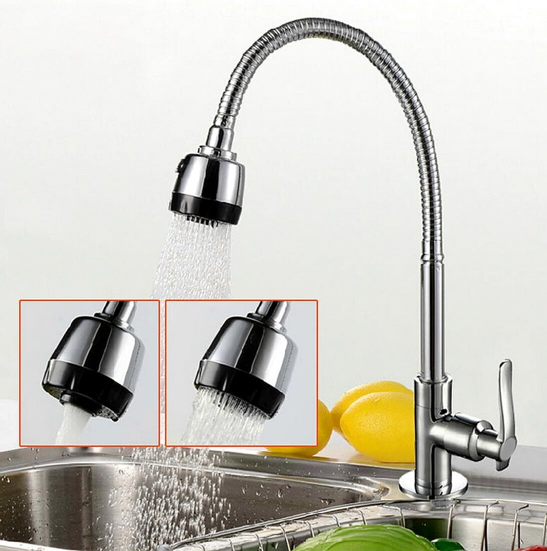 【新品】キッチン 洗面用 シャワー 切り替え付き 自由可動 単水栓 蛇口 シングルレバー シャワーノズル シャワーヘッド 洗面台 ST11の画像1