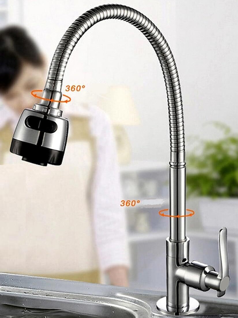 【新品】キッチン 洗面用 シャワー 切り替え付き 自由可動 単水栓 蛇口 シングルレバー シャワーノズル シャワーヘッド 洗面台 ST11の画像6