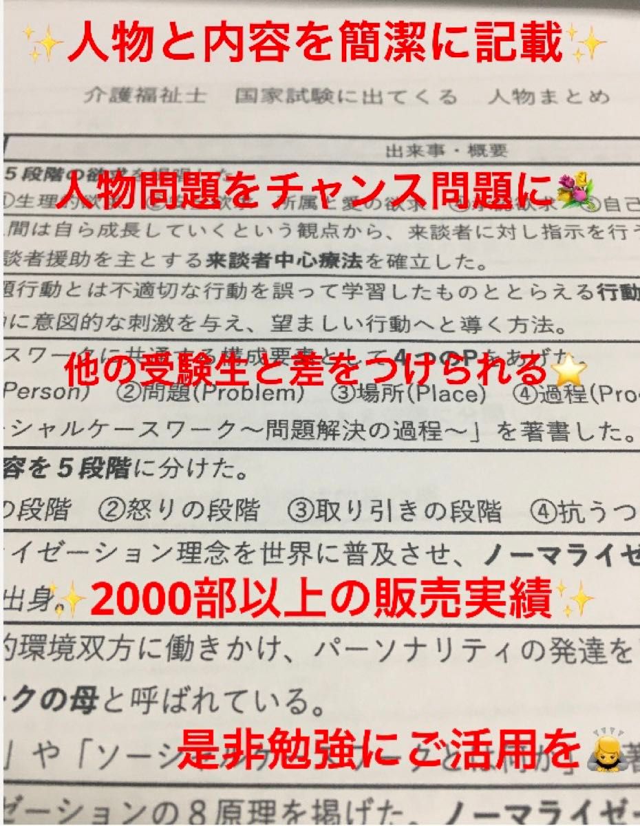 介護福祉士国家試験対策　重要人物まとめプリント