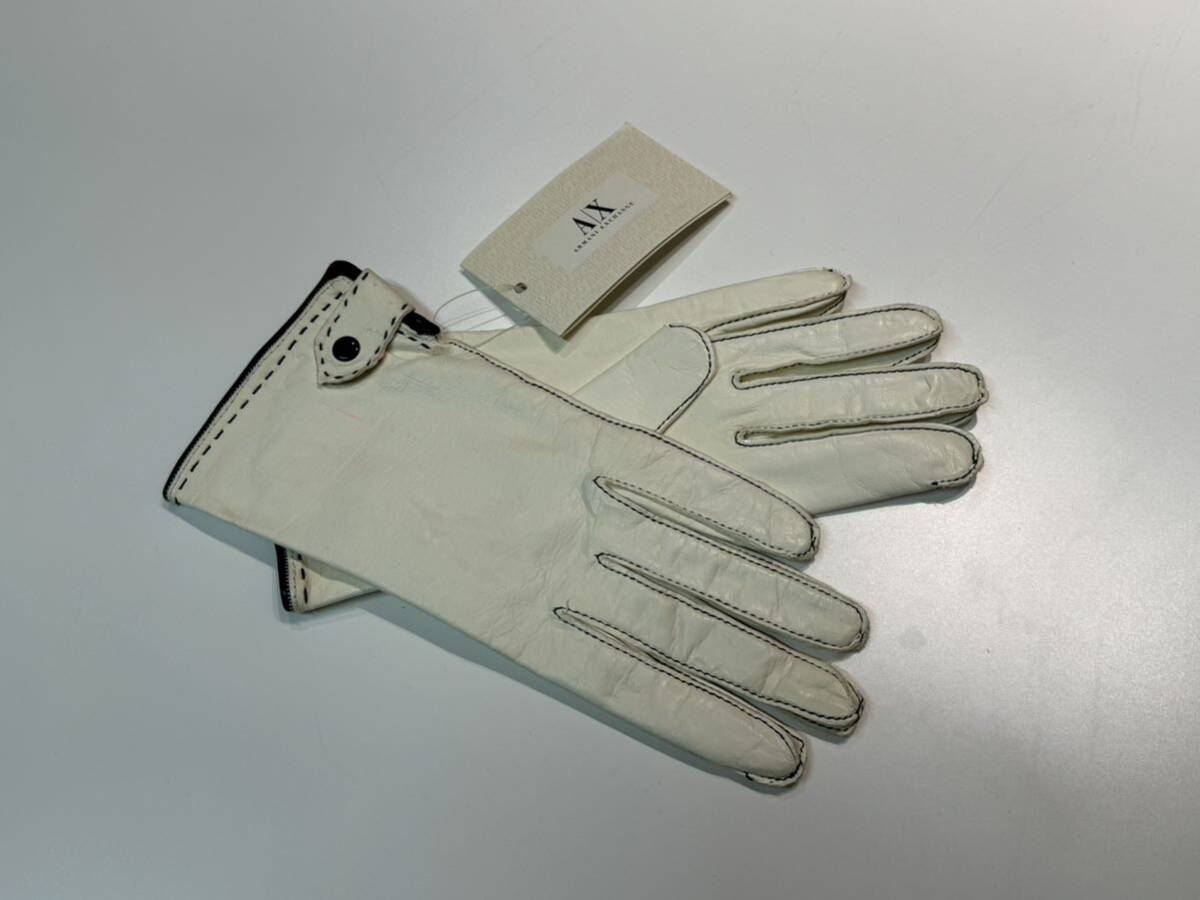 正規品ARMANI EXCHANGE アルマーニエクスチェンジ レザー手袋 ホワイト 売り切り 本物の画像3