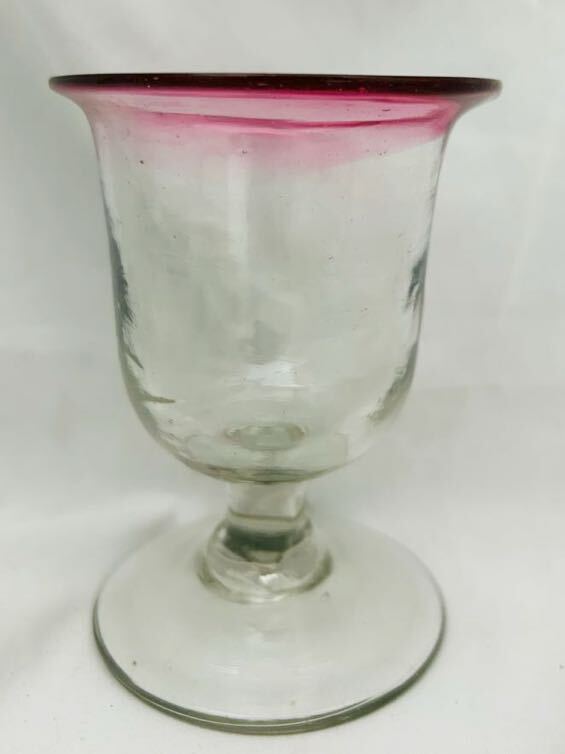 時代 色ガラス 氷コップ グラス　　大正ロマン 昭和レトロ 気泡あり アンティーク 