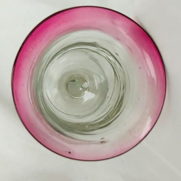時代 色ガラス 氷コップ グラス  大正ロマン 昭和レトロ 気泡あり アンティーク の画像3