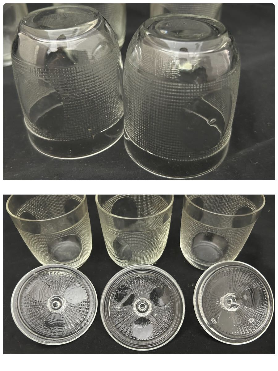 プレスガラス 蓋付湯呑み5客 昭和レトロ アンティーク ガラスコップ の画像4