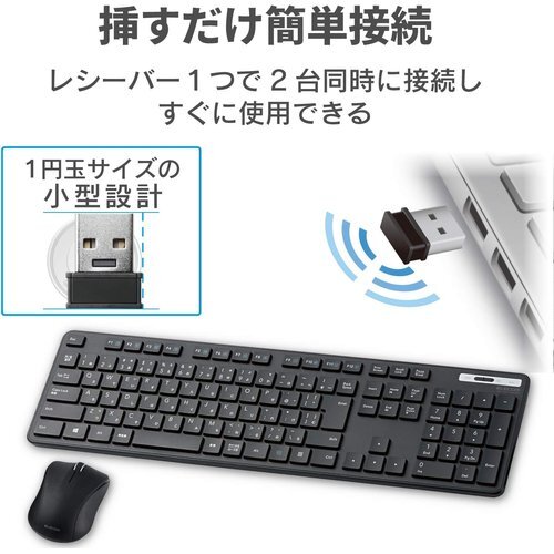 エレコム TK-FDM110MBK ブラック マウス付 キーボード レシーバー付属 ワイヤレス キーボード 26_画像5