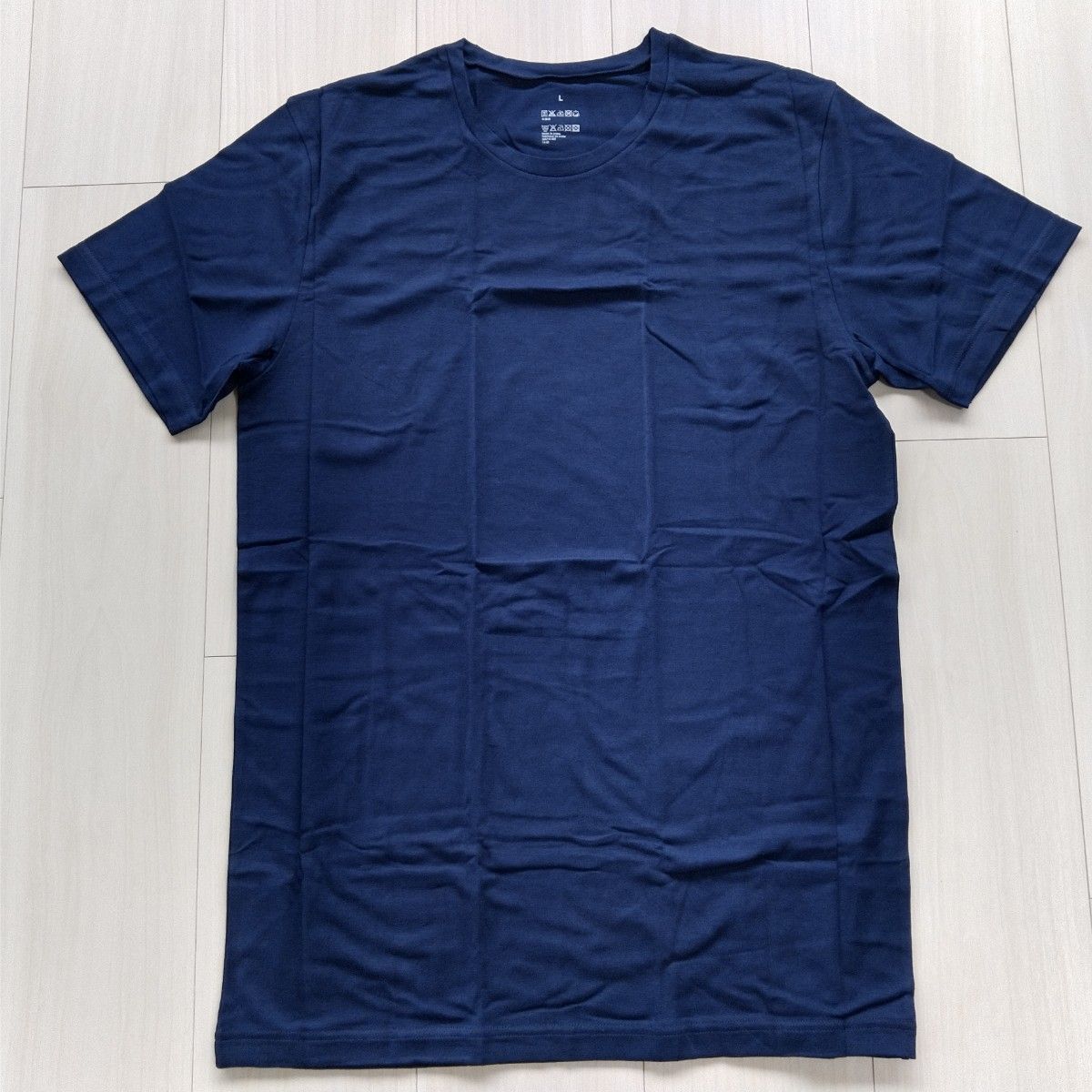 未使用 MUJI 無印良品 オーガニックコットン クルーネック Tシャツ 紺 L 