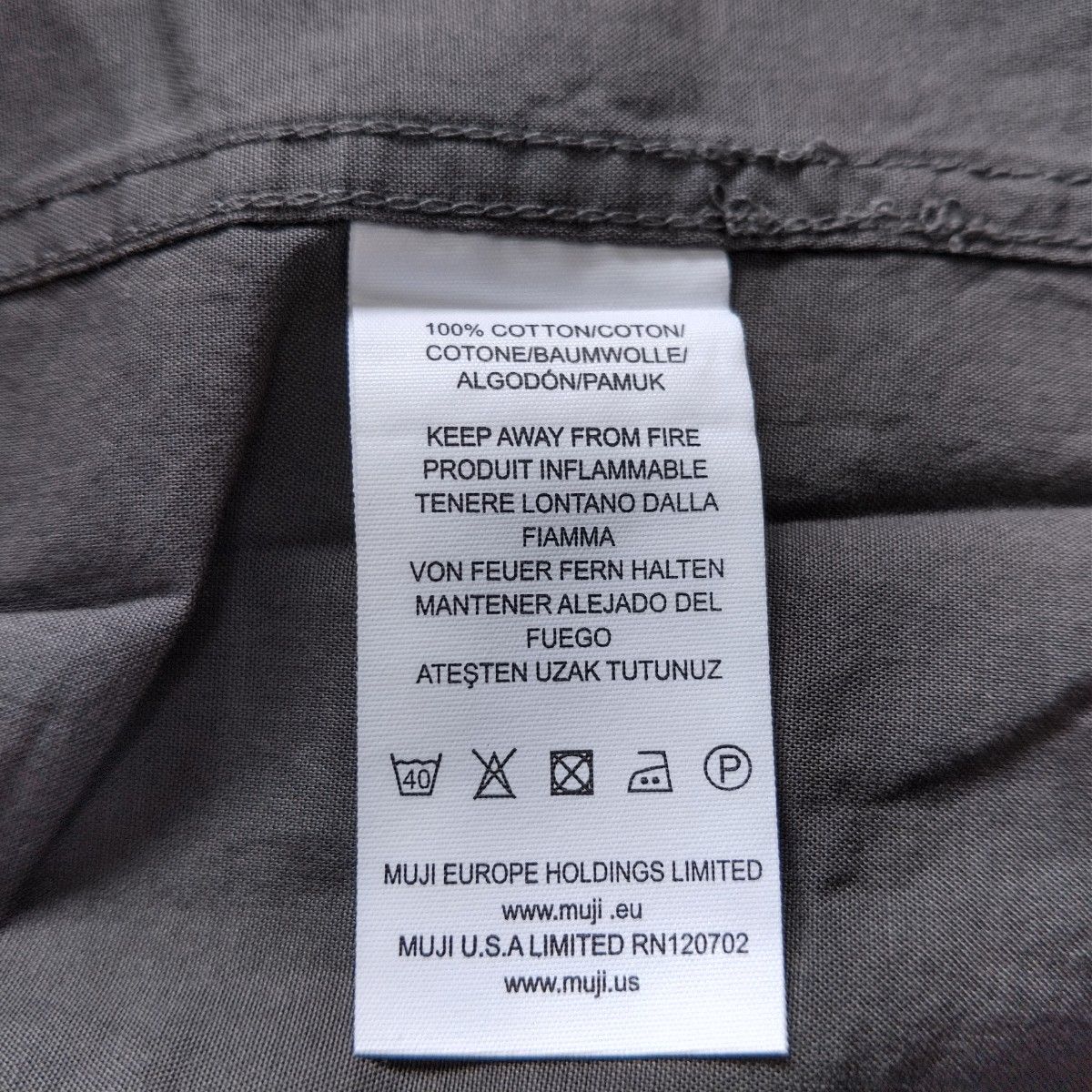 未使用 MUJI USA EH 無印良品 海外限定品 オーガニックコットン レギュラー シャツ 長袖 婦人 ダークグレー L 
